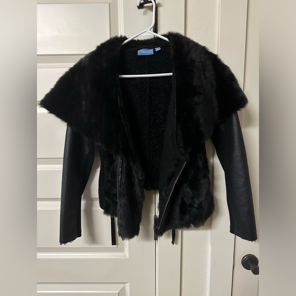Simply Vera Vera Wang black faux fur coat